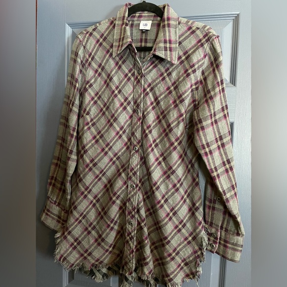 Cabi Highland shirt, size Medium, gray and purple plaid - Picture 2 of 5